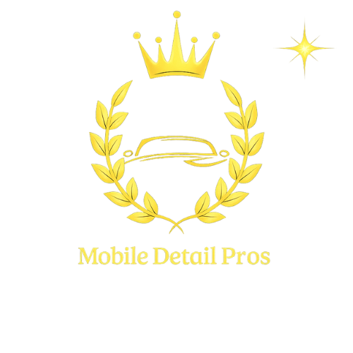 Mobile Detail Pros logo with crown, laurel wreath, and car silhouette